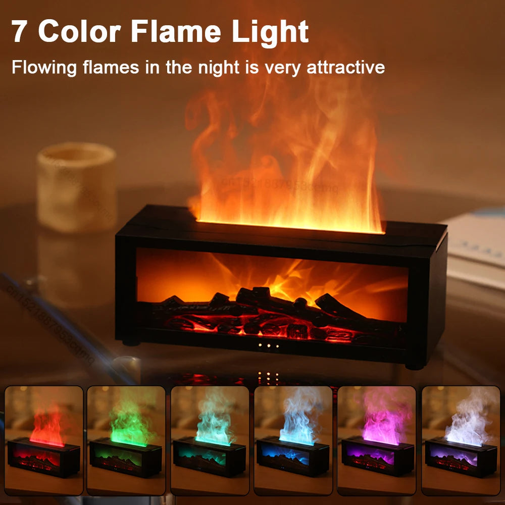 Flame Aroma Diffuser & Humidifier with 7-Color LED Mood Light