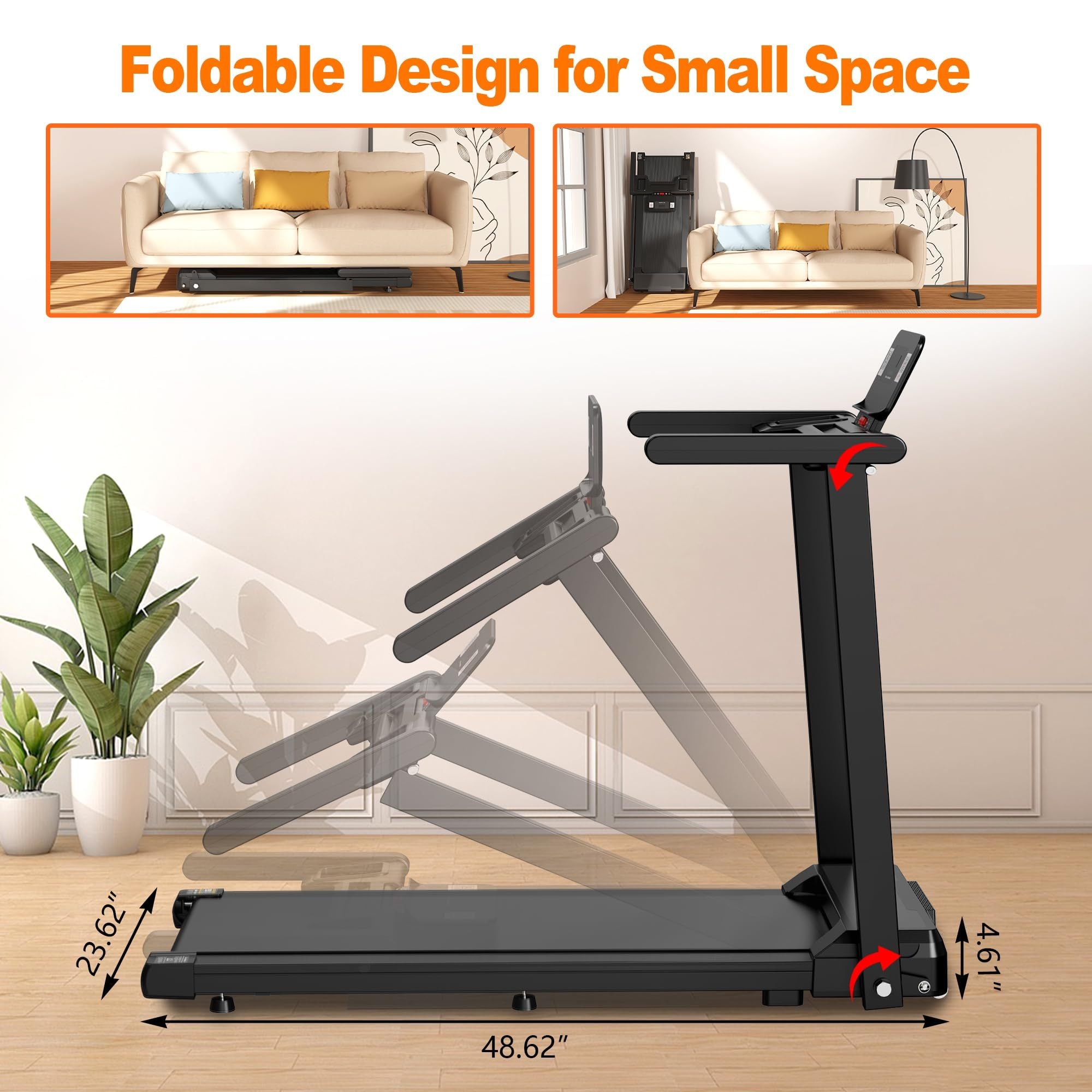 Quiet Folding Treadmill 2.5HP – Home Fitness & LED Display