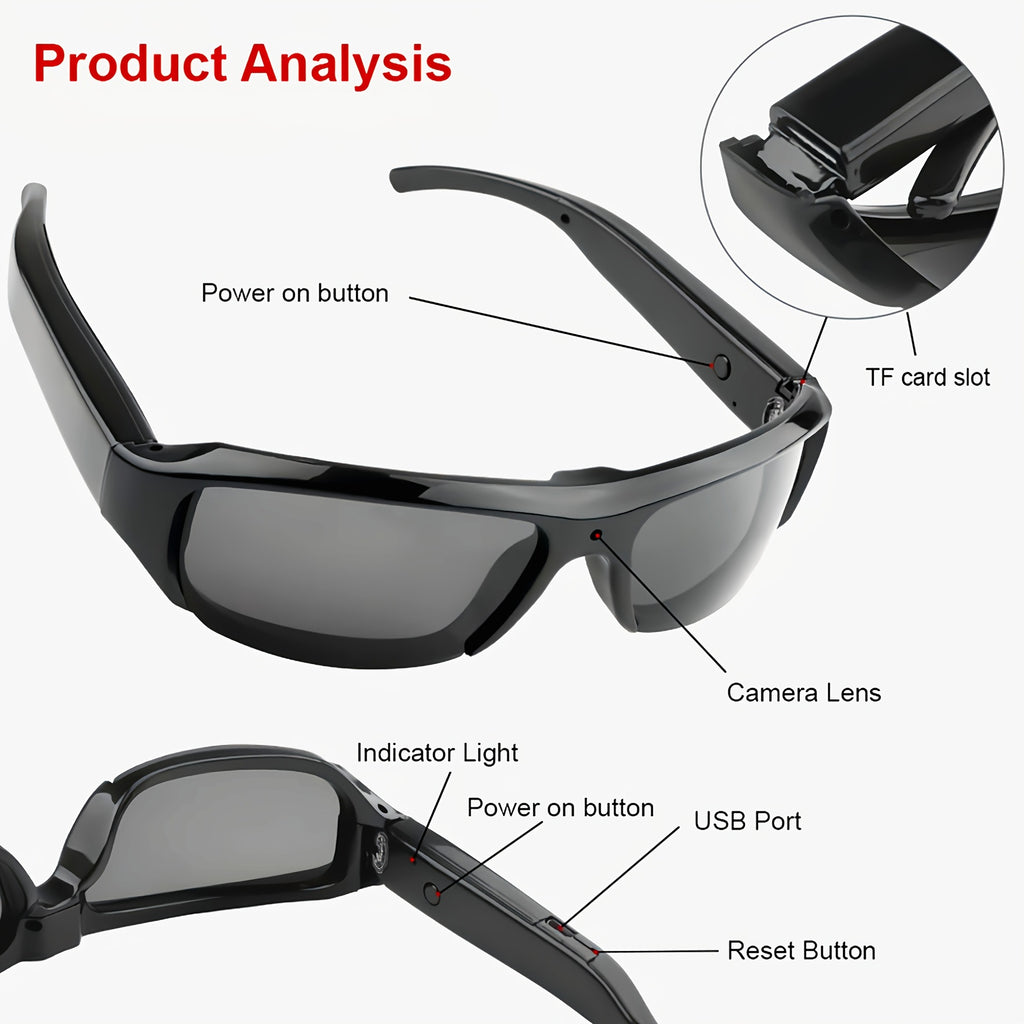 1080P HD Mini Glasses Camera – Wearable Sunglasses DVR