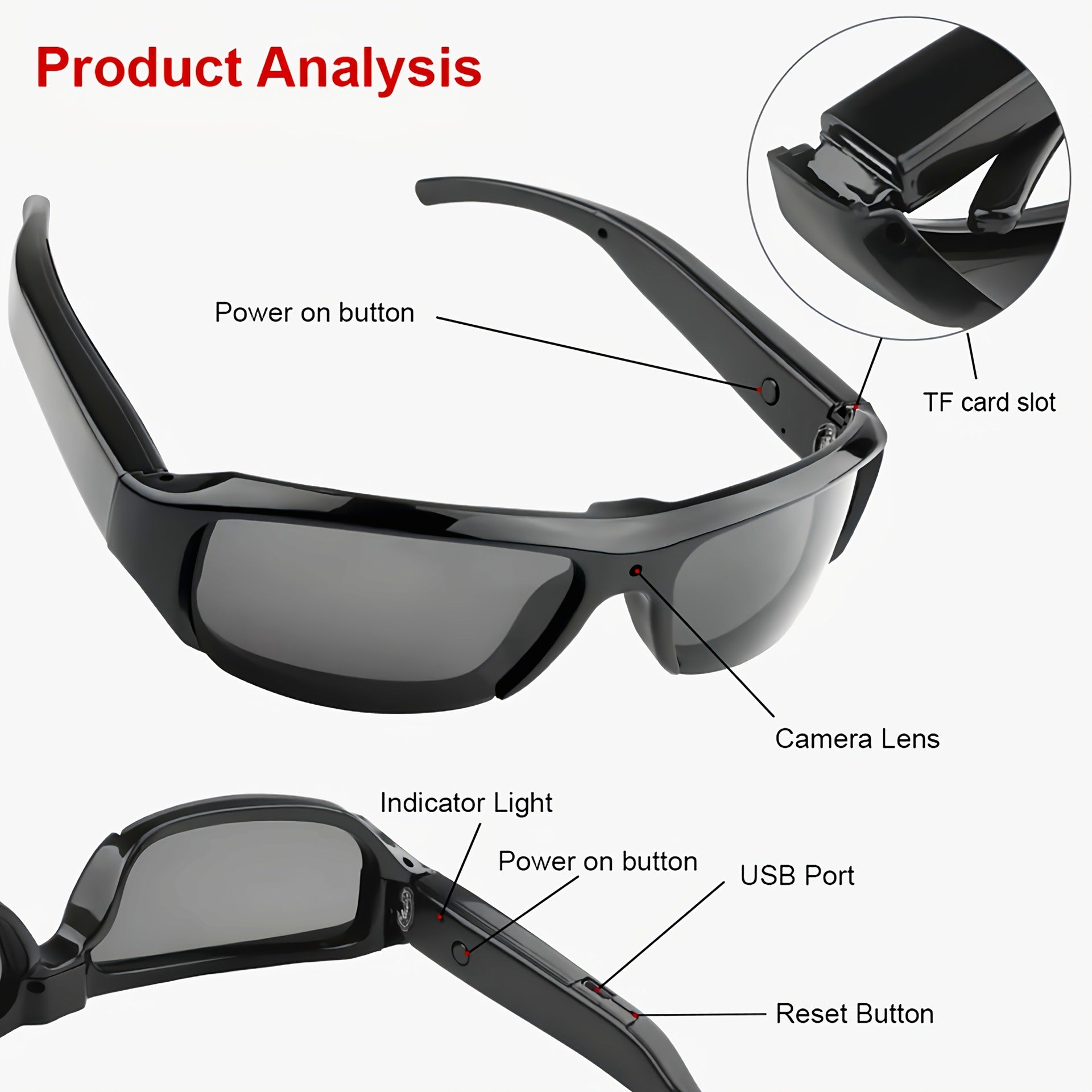 1080P HD Mini Glasses Camera – Wearable Sunglasses DVR