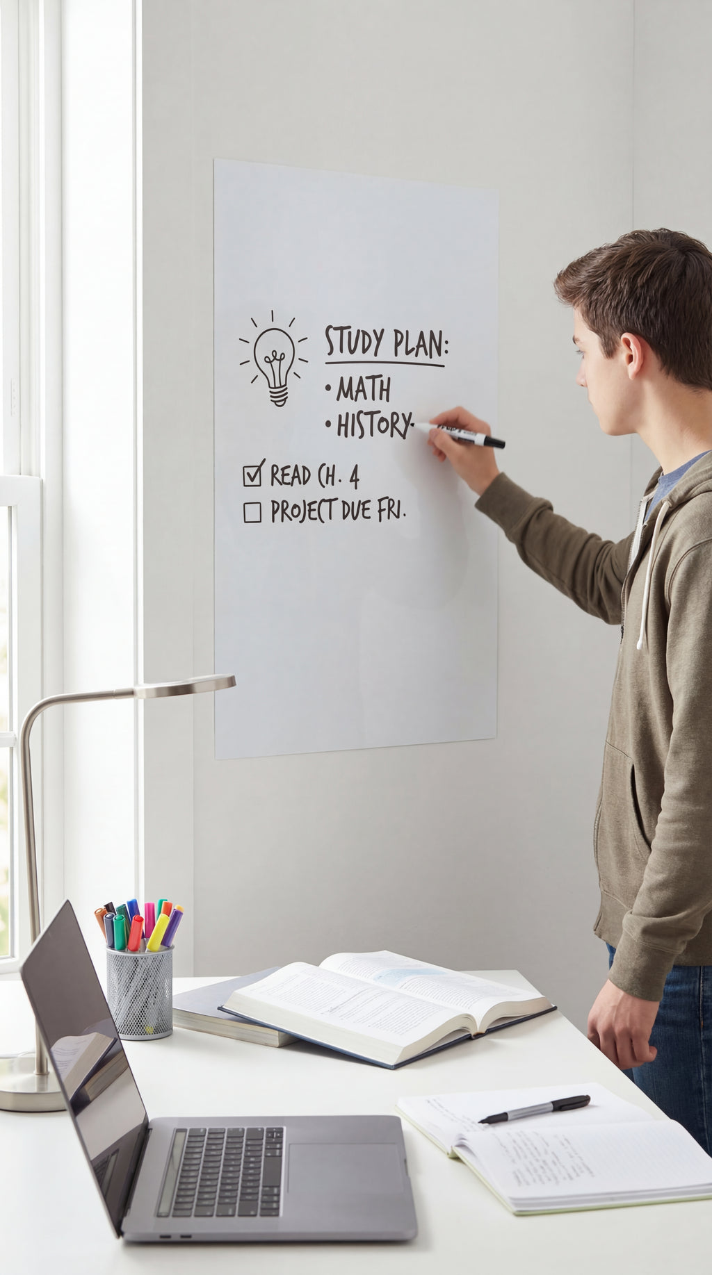 Peel & Stick Whiteboard Wall Sticker – Removable Dry Erase Board