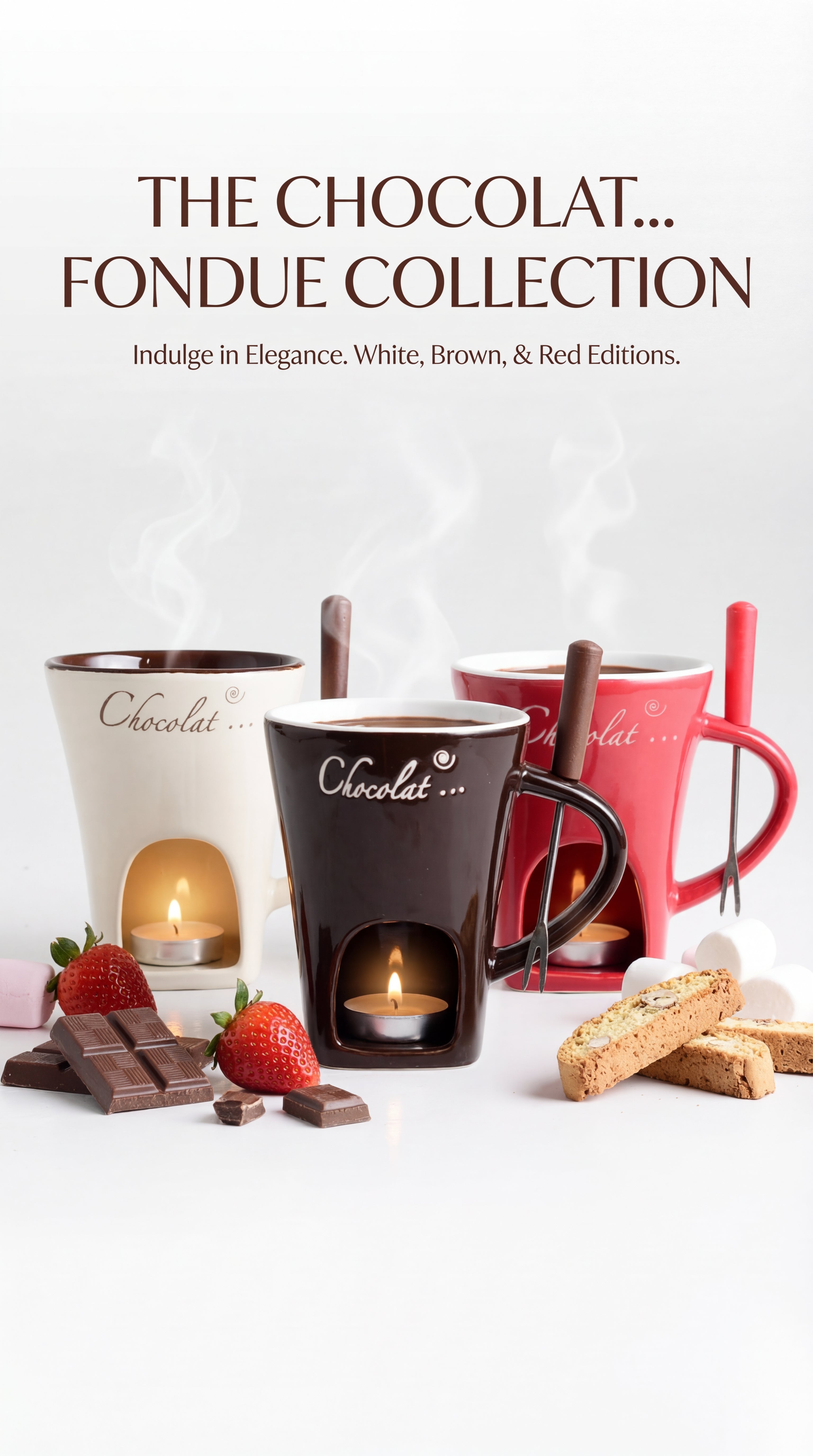Ceramic Chocolate Melting Mug & Fondue Cup with Fork