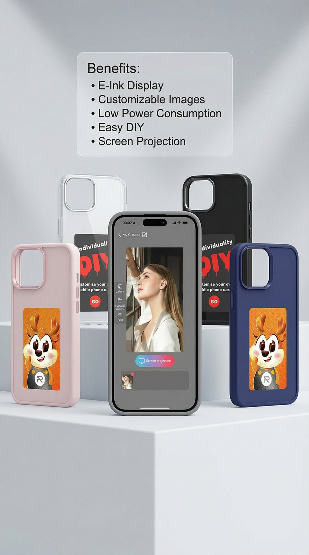 E-Ink NFC Smart Phone Case Battery-Free