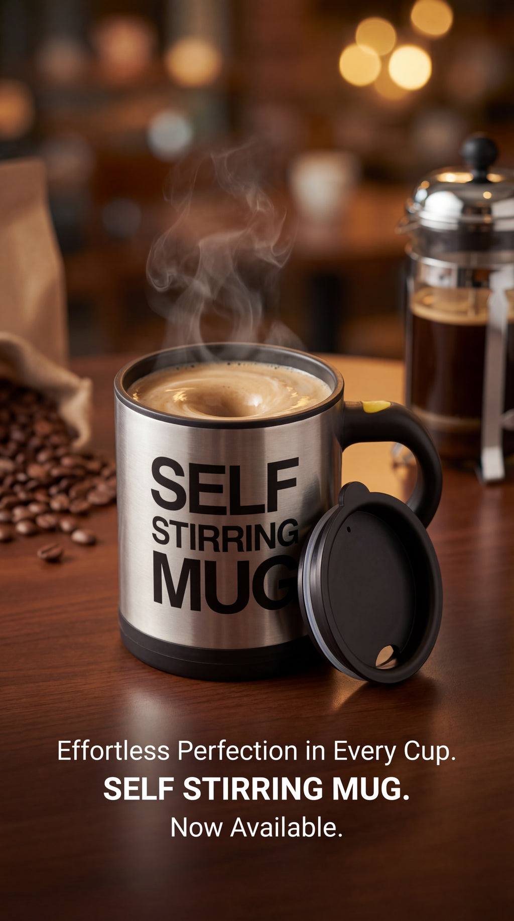 Self-Stirring Stainless Steel Mug
