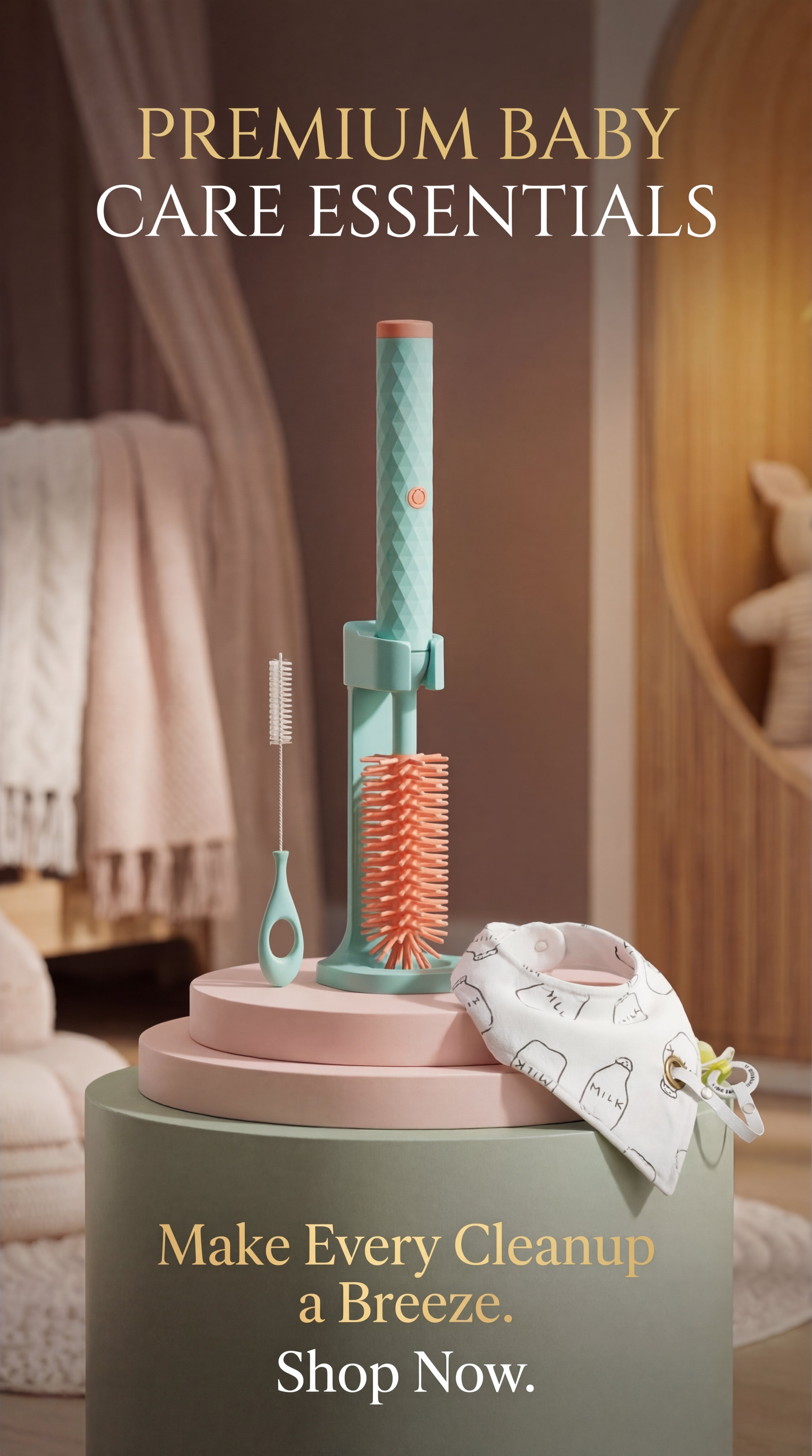 Electric Silicone Bottle Brush Cleaner Set