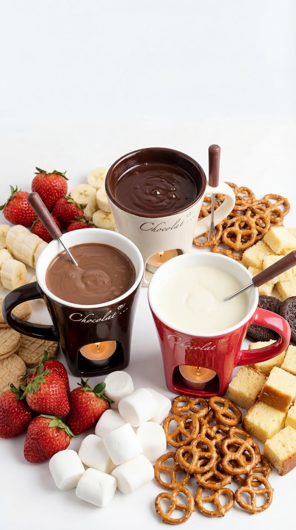 Ceramic Chocolate Melting Mug & Fondue Cup with Fork