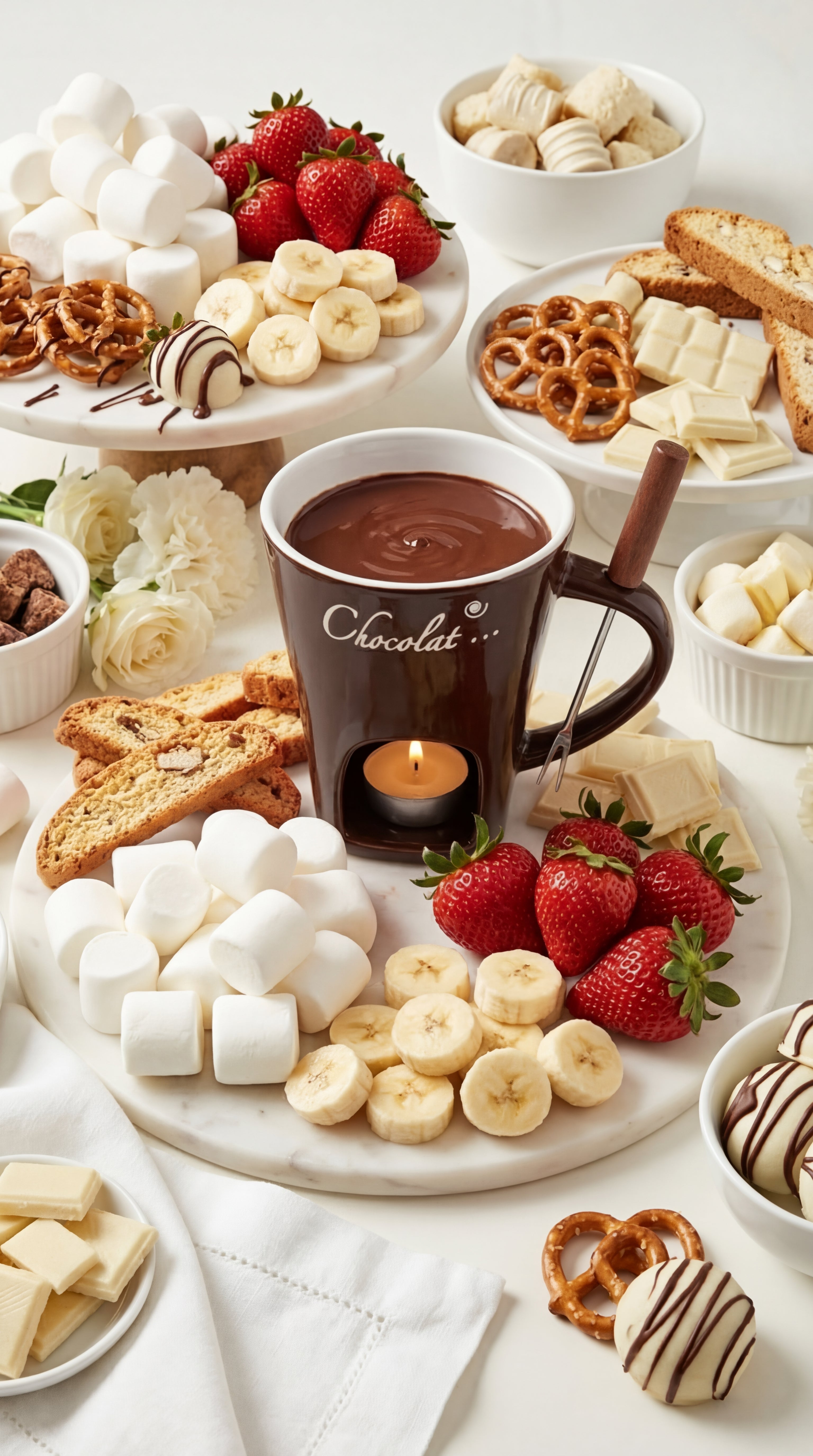 Ceramic Chocolate Melting Mug & Fondue Cup with Fork