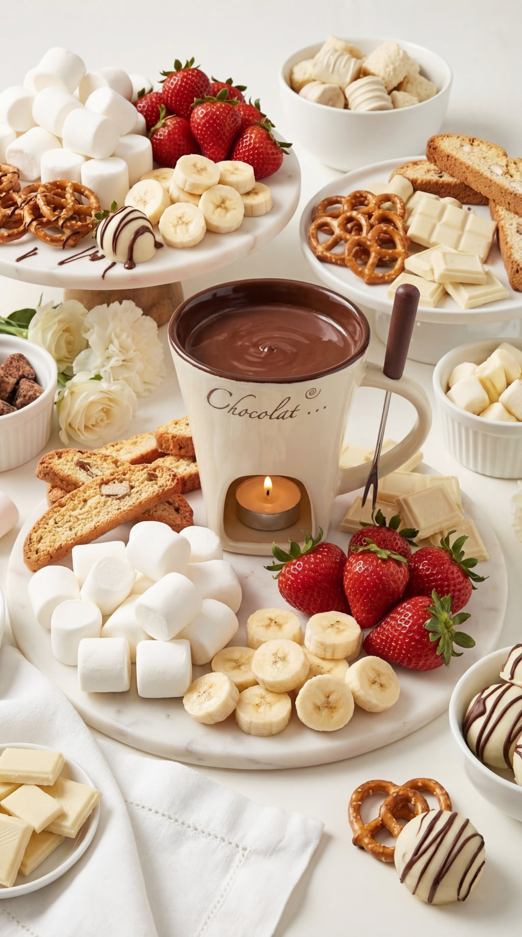 Ceramic Chocolate Melting Mug & Fondue Cup with Fork