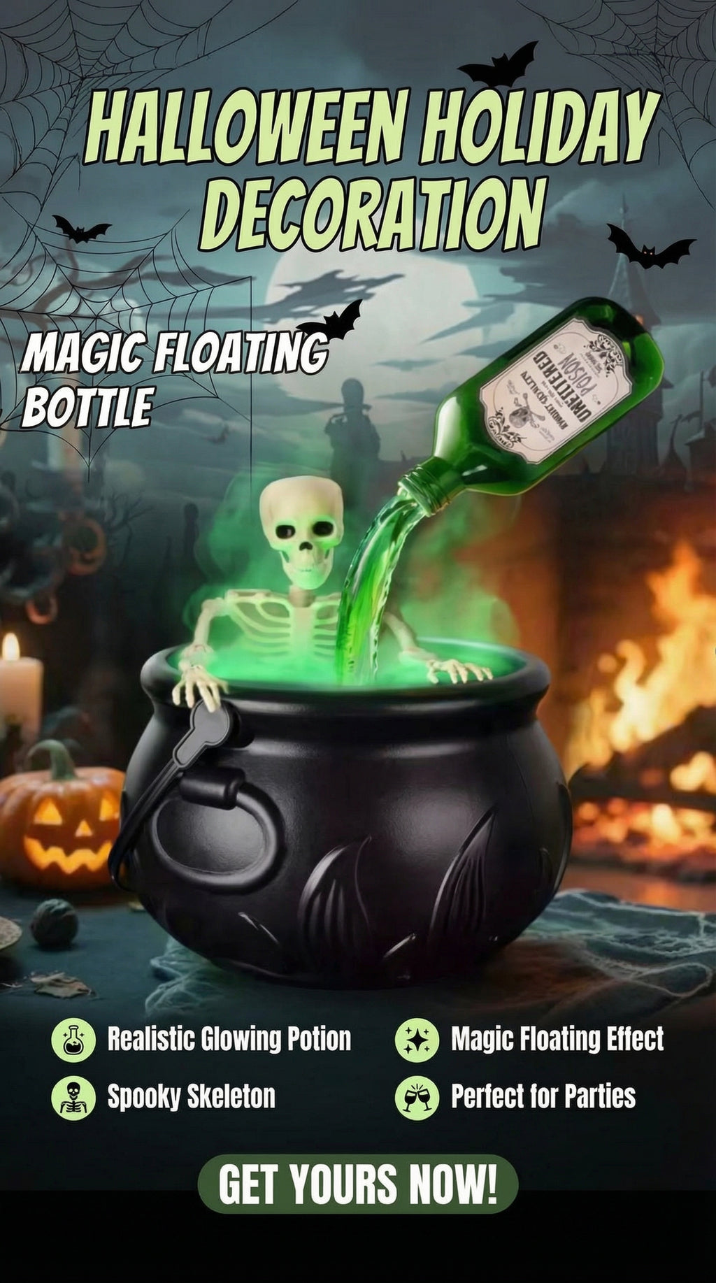 Floating Witch Cauldron Fog Fountain – Spooky Halloween Potion Decor