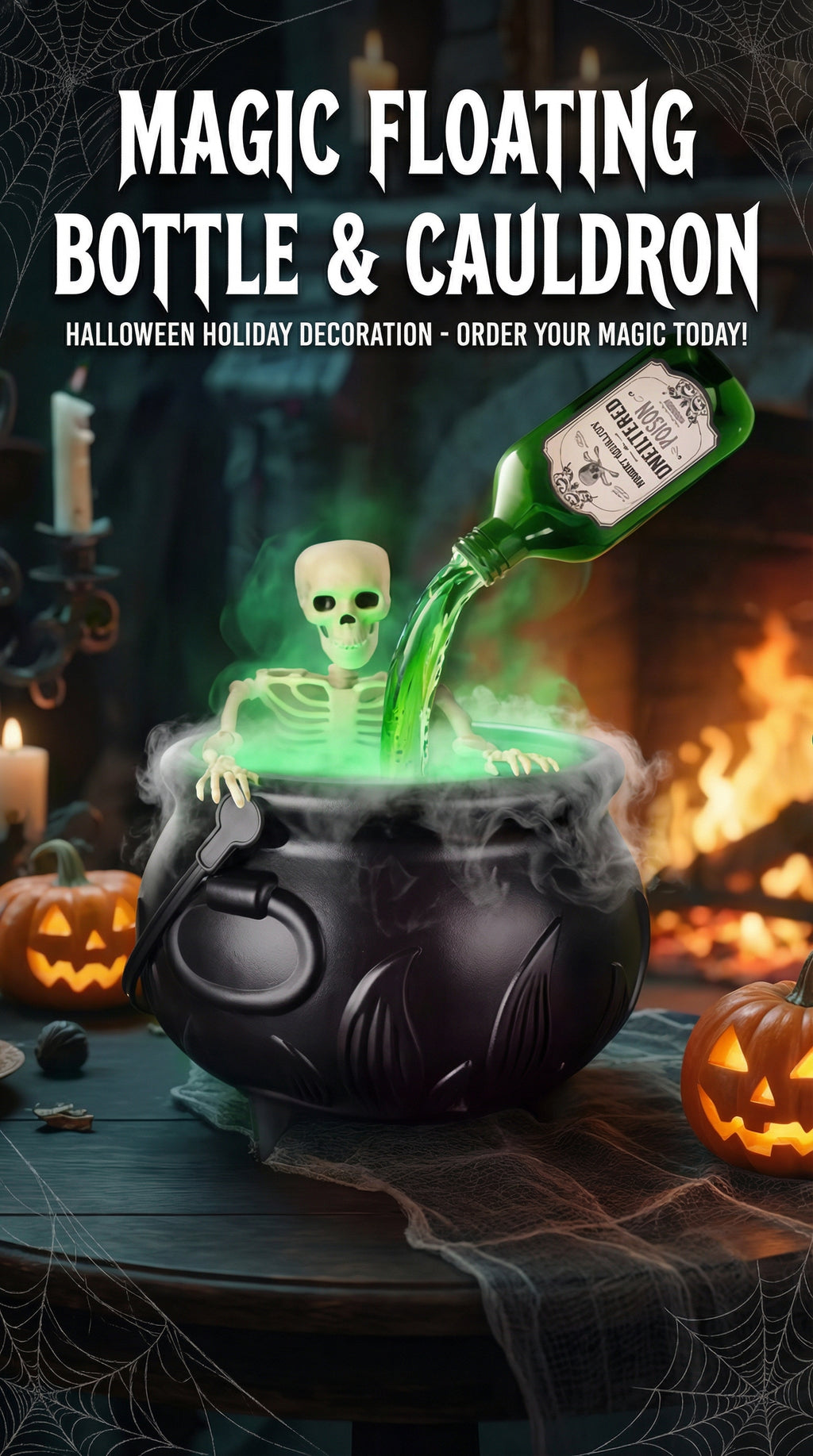 Floating Witch Cauldron Fog Fountain – Spooky Halloween Potion Decor