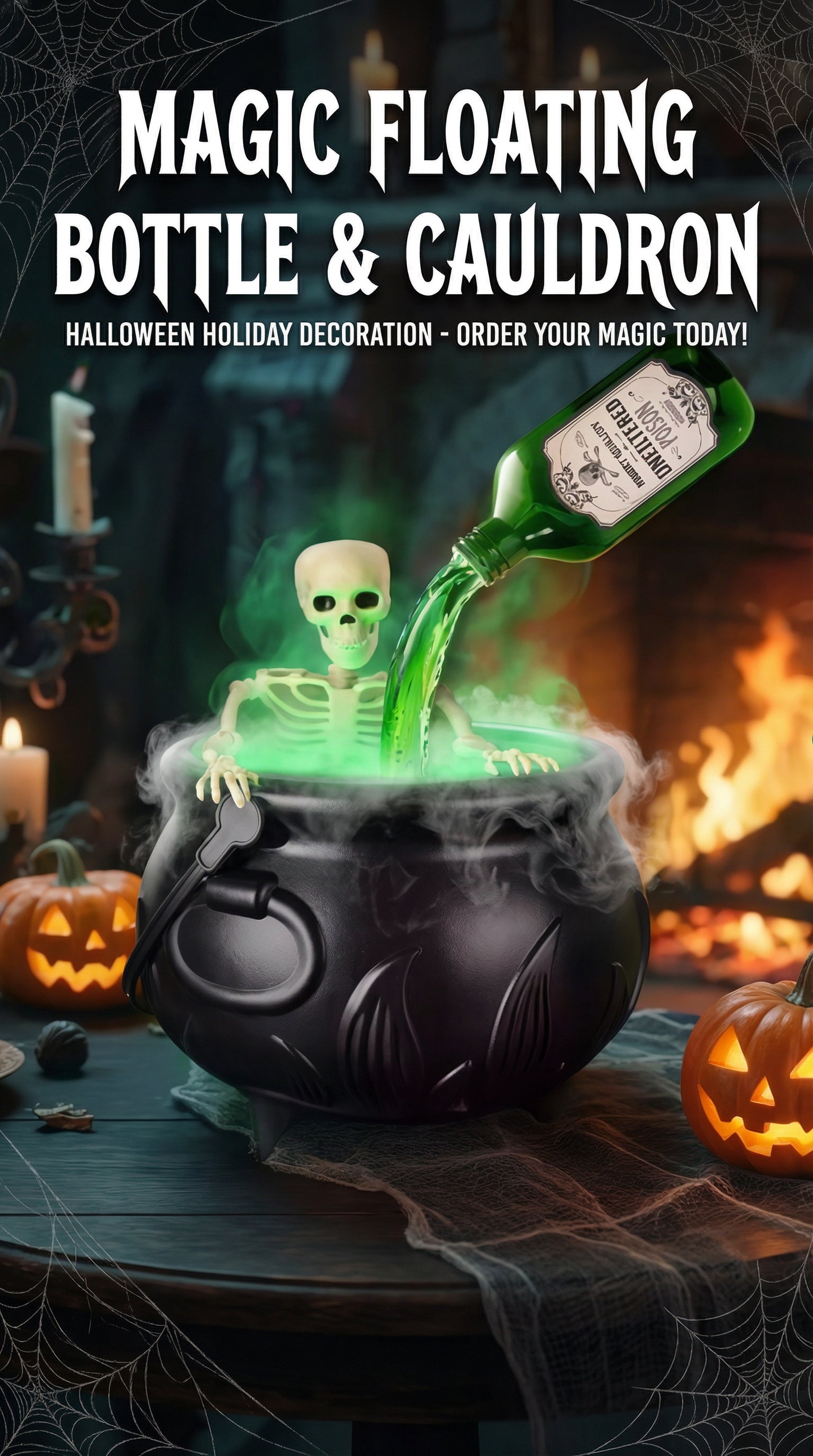 Floating Witch Cauldron Fog Fountain – Spooky Halloween Potion Decor