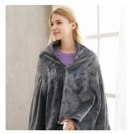 USB Heated Plush Shawl – Electric Body Warmer Blanket