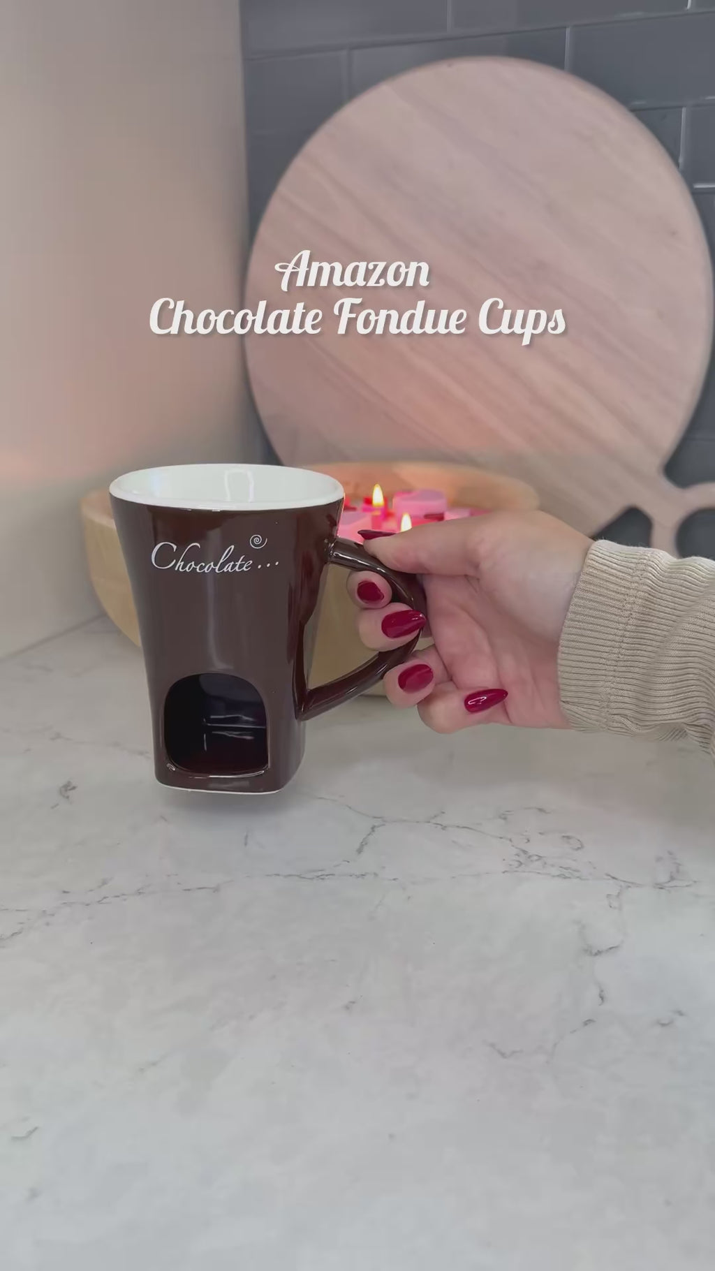 Ceramic Chocolate Melting Mug & Fondue Cup with Fork