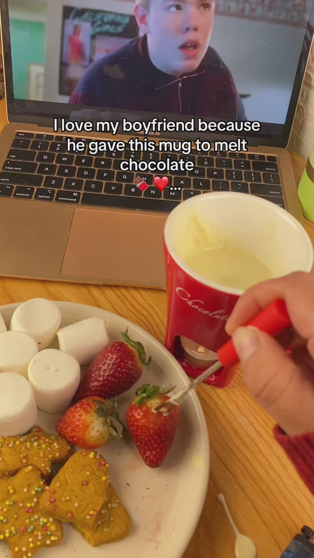 Ceramic Chocolate Melting Mug & Fondue Cup with Fork