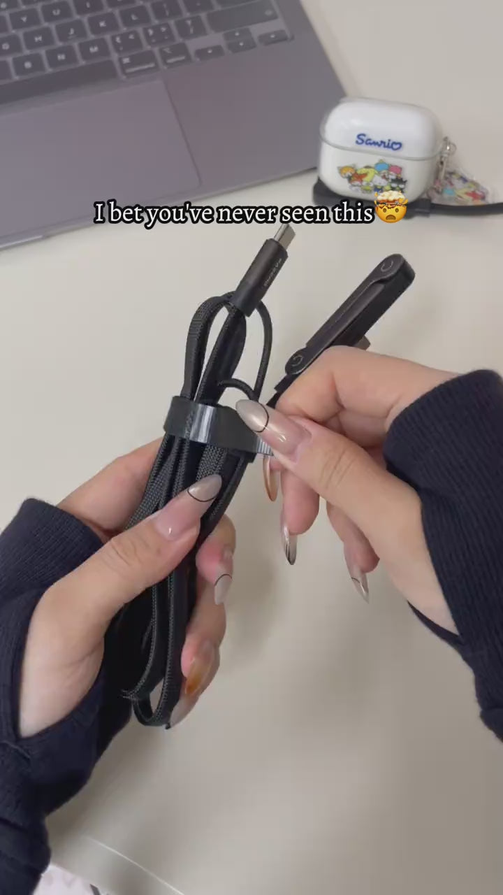 3-in-240W Stand Charging Cable 2-in-1 with Phone Holder for Gaming Videos